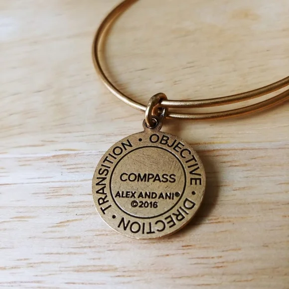 Gold Compass Charm Bangle - Picture 2 of 2